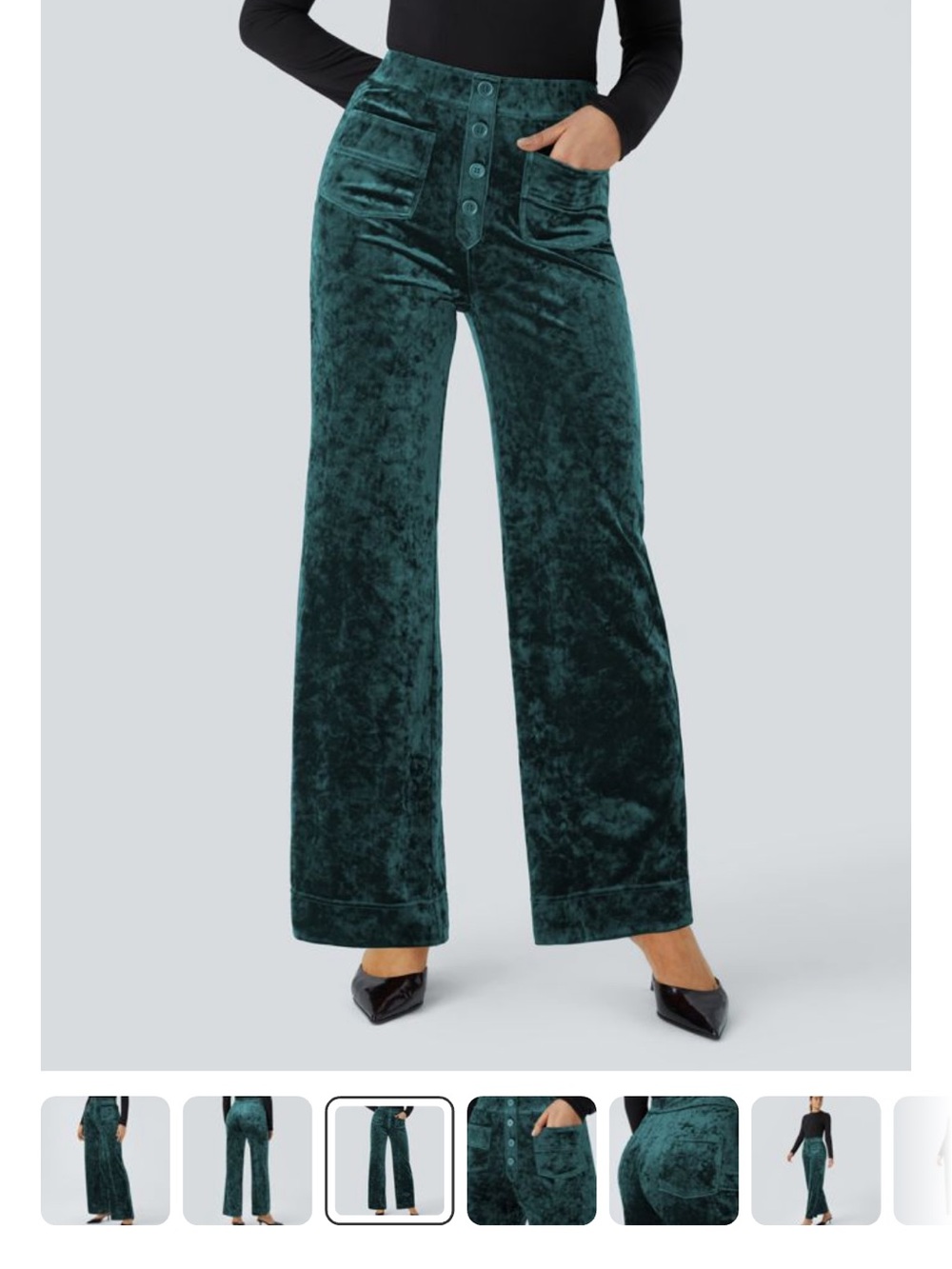 NWOT HALARA Velvet High-Rise Wide-Leg Pants